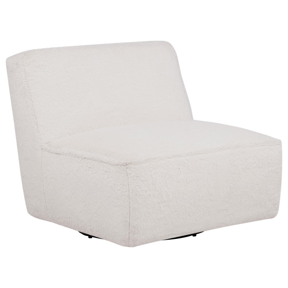 Badoer Faux Fur Swivel Accent Chair Ecru — product view