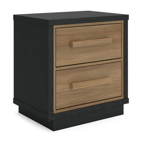 Kozmour Black/Brown Nightstand — angled view