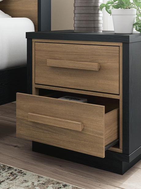 Kozmour Black/Brown Nightstand — detail view