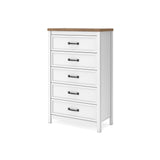 Kerisden White/Brown Chest of Drawers — angled view