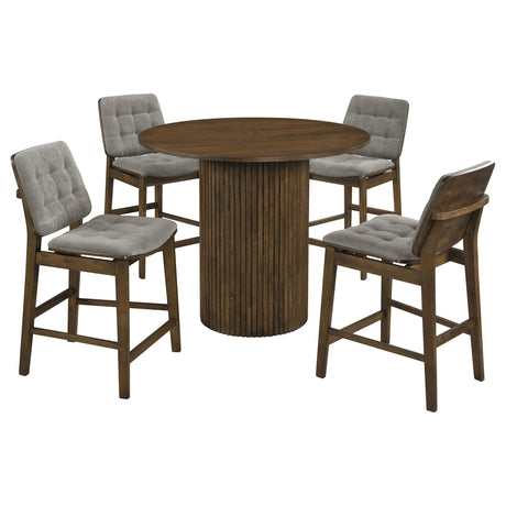 Hamlyn 5-piece Round Wood Counter Height Dining Set in Grey and Walnut — product image 2