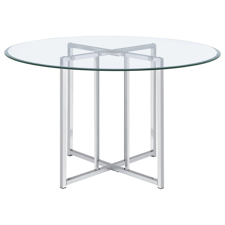 Pace 48-inch Round Glass Top Dining Table Chrome — product image 2