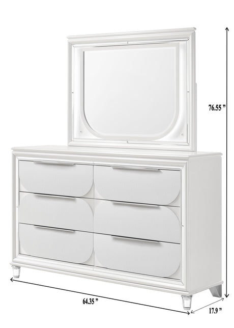 Eden White Modern Contemporary Solid Wood Velvet Upholstered LED Bedroom Set - Ella Furniture