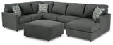 Edenfield Charcoal 3-Piece Sectional With Ottoman - Ella Furniture