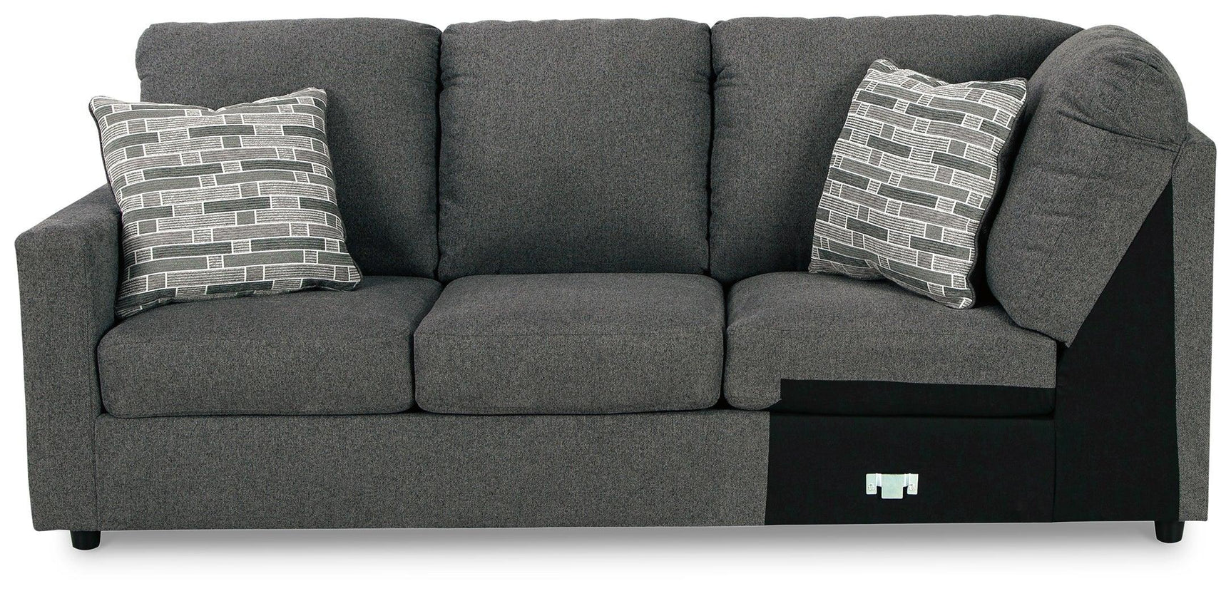 Edenfield Charcoal 3-Piece Sectional With Ottoman - Ella Furniture