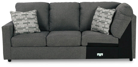 Edenfield Charcoal 3-Piece Sectional With Ottoman - Ella Furniture