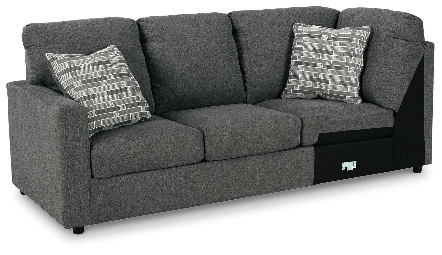 Edenfield Charcoal 3-Piece Sectional With Ottoman - Ella Furniture