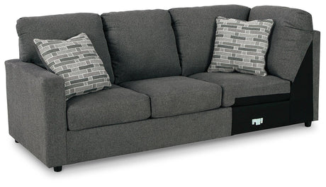 Edenfield Charcoal 3-Piece Sectional With Ottoman - Ella Furniture
