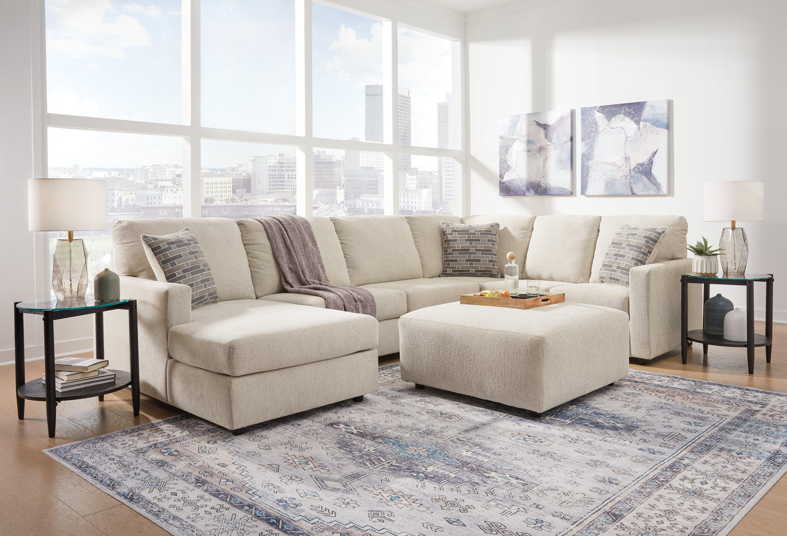 Edenfield Linen 3-Piece Sectional With Ottoman PKG014853 - 29004S1 | 2900408 - Ella Furniture
