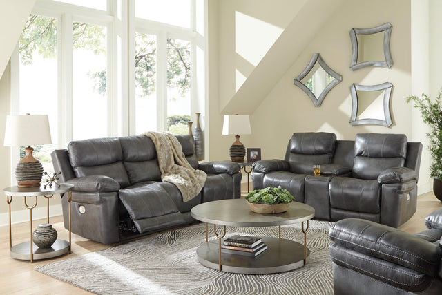 Edmar Charcoal Sofa, Loveseat And Recliner - Ella Furniture