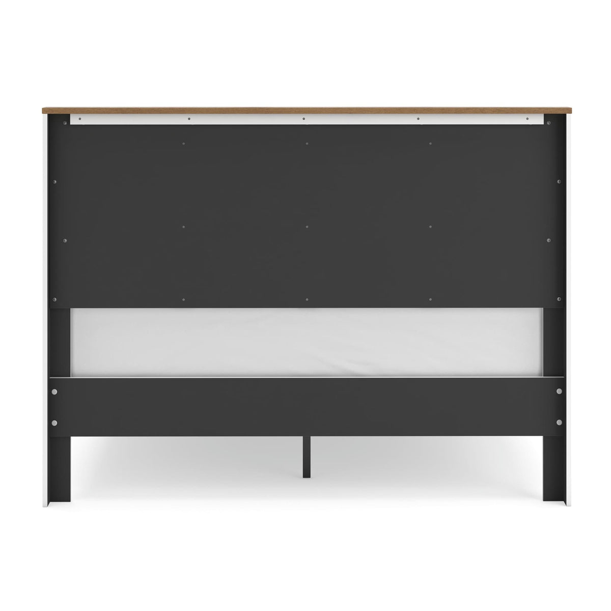 Kerisden White/Brown Queen Panel Complete Bed Frame — back view