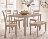 Harperfeld Natural/Gray Dining Table and 4 Chairs and Bench (Set of 6) — product image 4