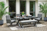 Elite Gray Park Outdoor Dining Table And 4 Chairs And Bench - Ella Furniture