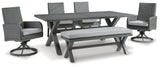 Elite Gray Park Outdoor Dining Table And 4 Chairs And Bench - Ella Furniture