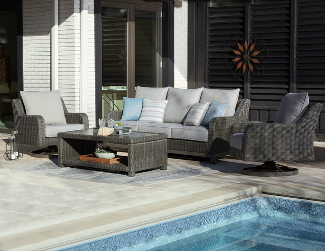 Elite Gray Park Outdoor Sofa And 2 Chairs With Coffee Table - Ella Furniture