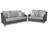 Elite Gray Park Outdoor Sofa And Loveseat - Ella Furniture