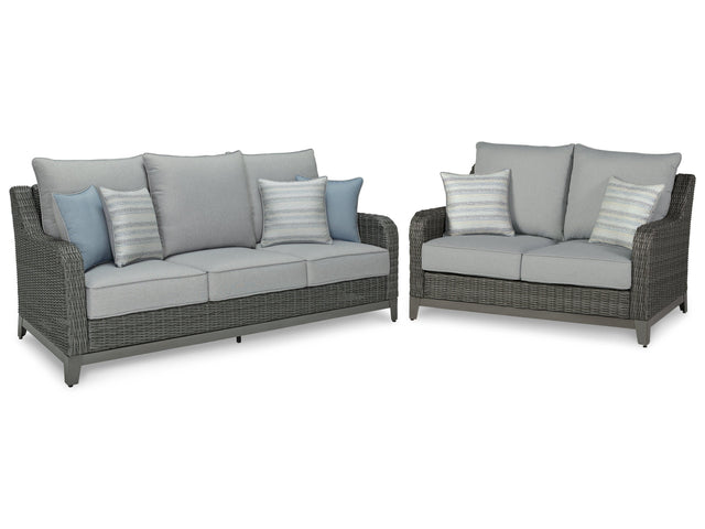 Elite Gray Park Outdoor Sofa And Loveseat - Ella Furniture