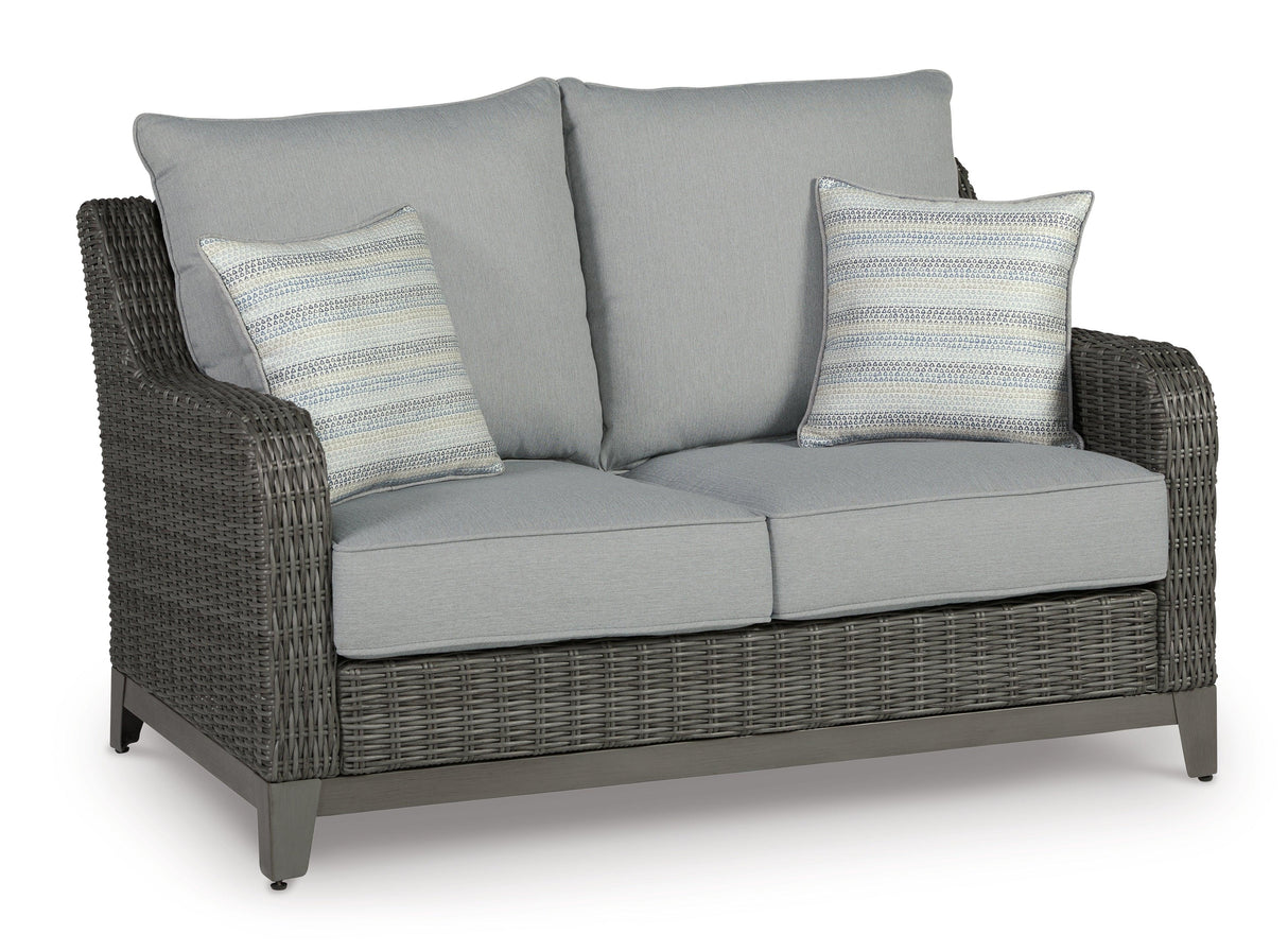 Elite Gray Park Outdoor Sofa And Loveseat With Coffee Table - Ella Furniture