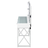 Eliza 2-Piece Vanity Set With Hollywood Lighting White And Chrome 936164 - Ella Furniture