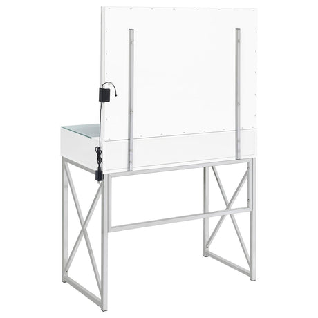 Eliza 2-Piece Vanity Set With Hollywood Lighting White And Chrome 936164 - Ella Furniture