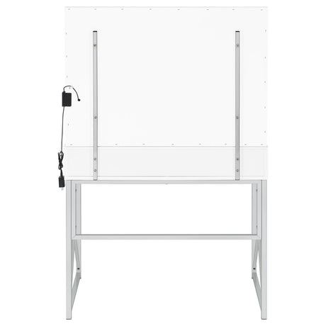 Eliza 2-Piece Vanity Set With Hollywood Lighting White And Chrome 936164 - Ella Furniture