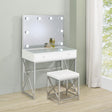 Eliza 2-Piece Vanity Set With Hollywood Lighting White And Chrome 936164 - Ella Furniture