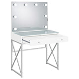 Eliza 2-Piece Vanity Set With Hollywood Lighting White And Chrome 936164 - Ella Furniture