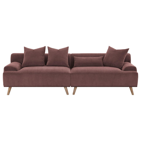Elizabeth Corduroy Upholstered Extra Long Sofa Wine Red 503957 - Ella Furniture