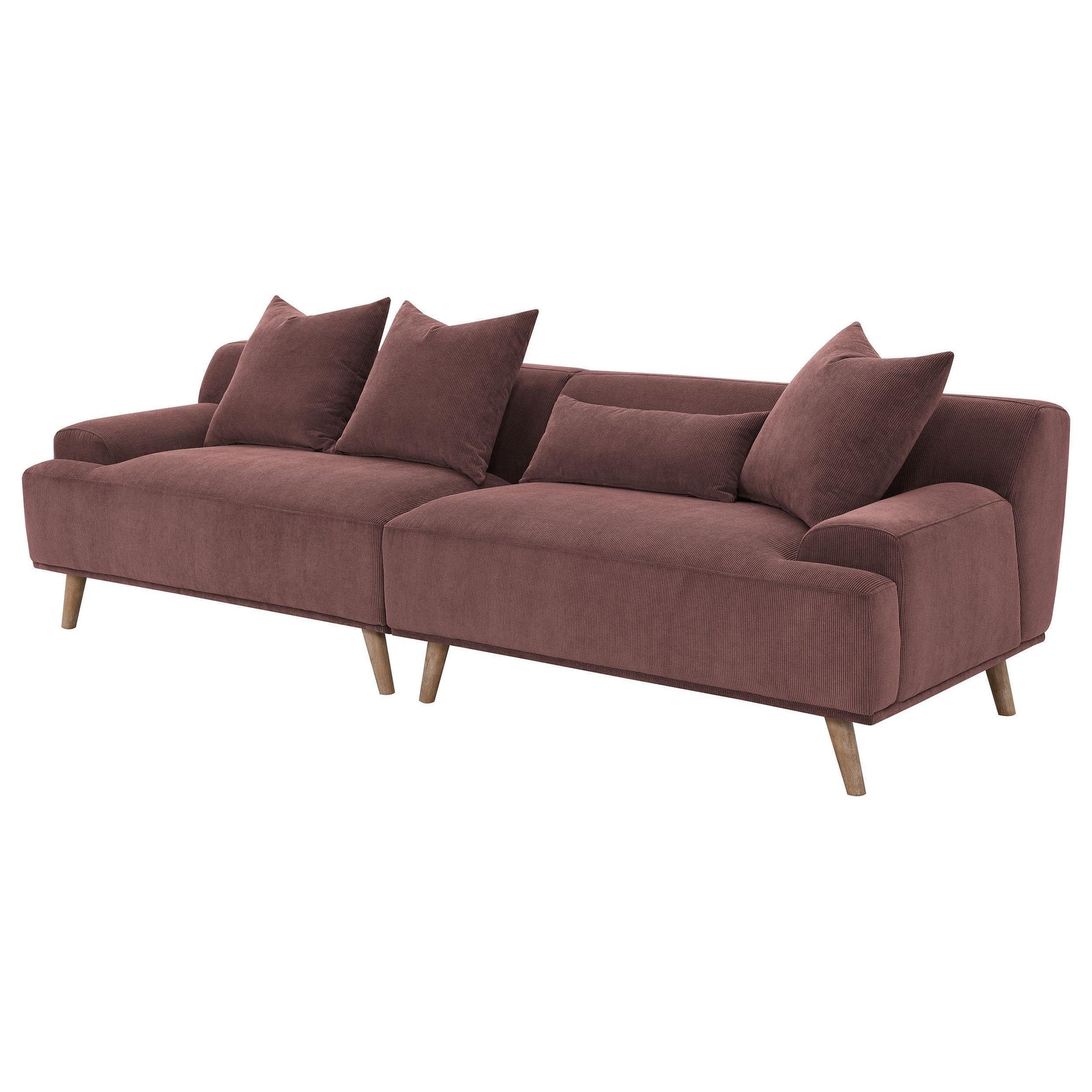 Elizabeth Corduroy Upholstered Extra Long Sofa Wine Red 503957 - Ella Furniture
