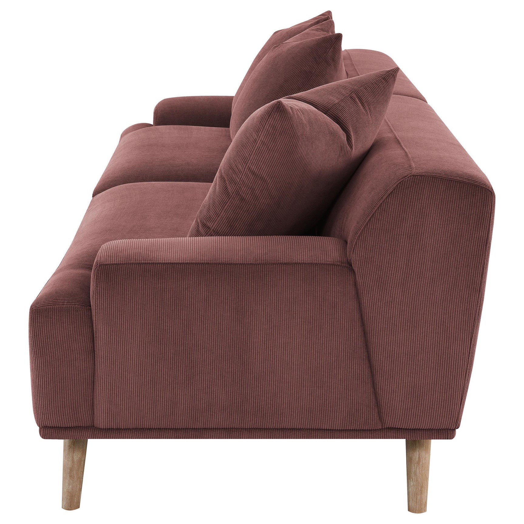 Elizabeth Corduroy Upholstered Extra Long Sofa Wine Red 503957 - Ella Furniture