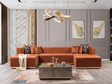 Elizabeth Orange Velvet 4-Piece Sectional - Ella Furniture