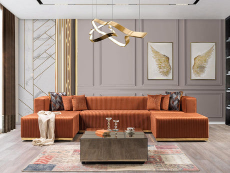 Elizabeth Orange Velvet 4-Piece Sectional - Ella Furniture