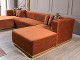 Elizabeth Orange Velvet 4-Piece Sectional - Ella Furniture