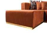 Elizabeth Orange Velvet 4-Piece Sectional - Ella Furniture
