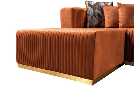 Elizabeth Orange Velvet 4-Piece Sectional - Ella Furniture