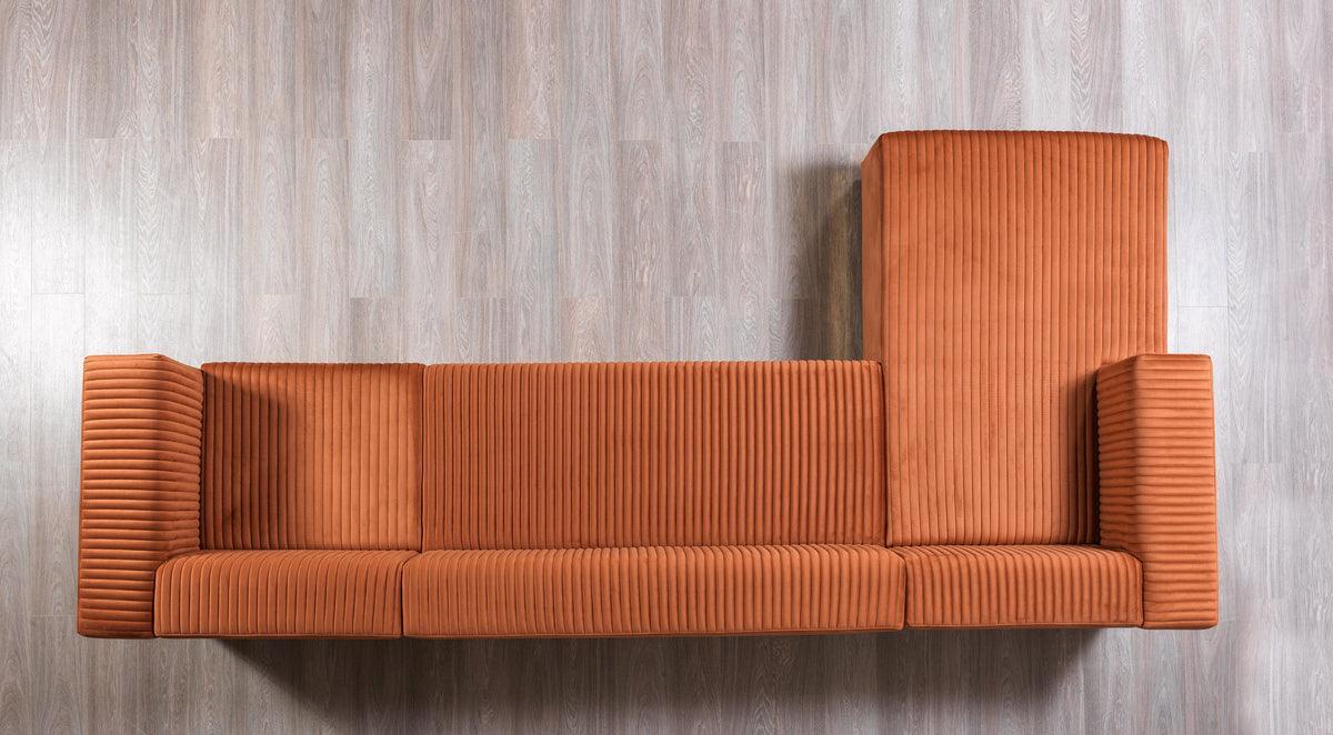 Elizabeth Orange Velvet 4-Piece Sectional - Ella Furniture