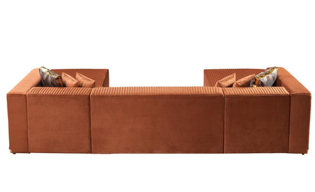 Elizabeth Orange Velvet 4-Piece Sectional - Ella Furniture