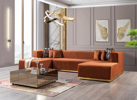 Elizabeth Orange Velvet 4-Piece Sectional - Ella Furniture