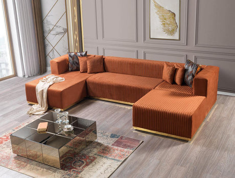 Elizabeth Orange Velvet 4-Piece Sectional - Ella Furniture