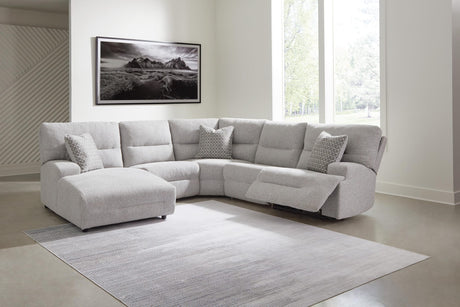 Acklen Place Pewter 5-Piece Power Reclining Sectional with Chaise from Ella Furniture