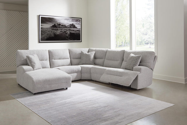Acklen Place Pewter 5-Piece Power Reclining Sectional with Chaise from Ella Furniture