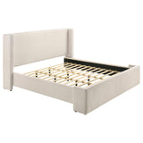Alamosa Eastern King Boucle Upholstered Wingback Platform Bed White from Ella Furniture