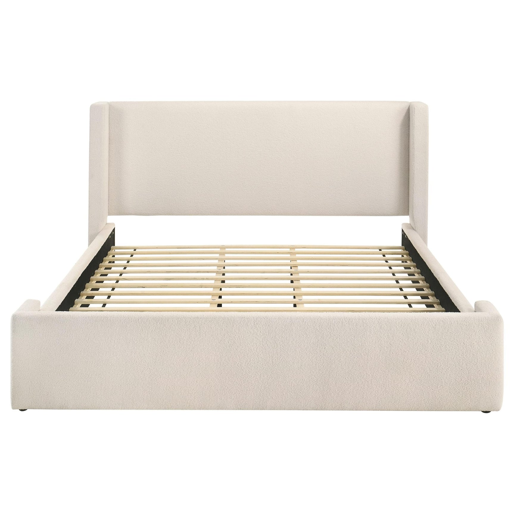 Alamosa Eastern King Boucle Upholstered Wingback Platform Bed White view 4