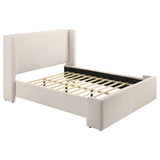 Alamosa Queen Boucle Upholstered Wingback Platform Bed White from Ella Furniture