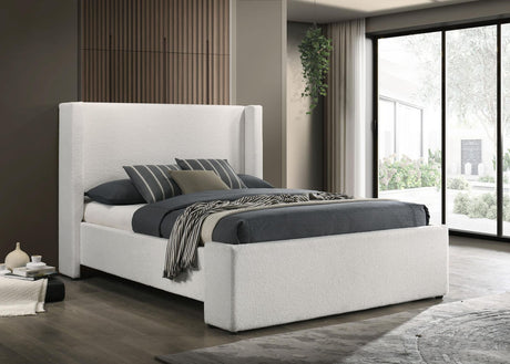 Alamosa Queen Boucle Upholstered Wingback Platform Bed White view 2