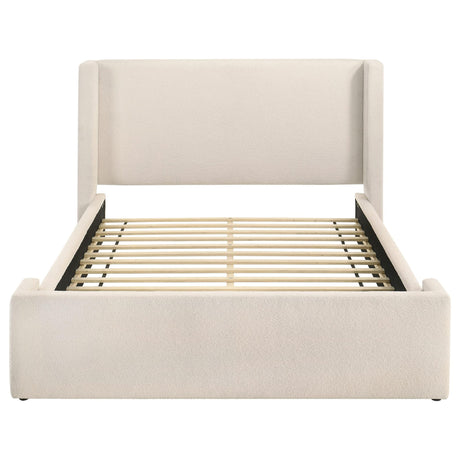 Alamosa Queen Boucle Upholstered Wingback Platform Bed White view 4