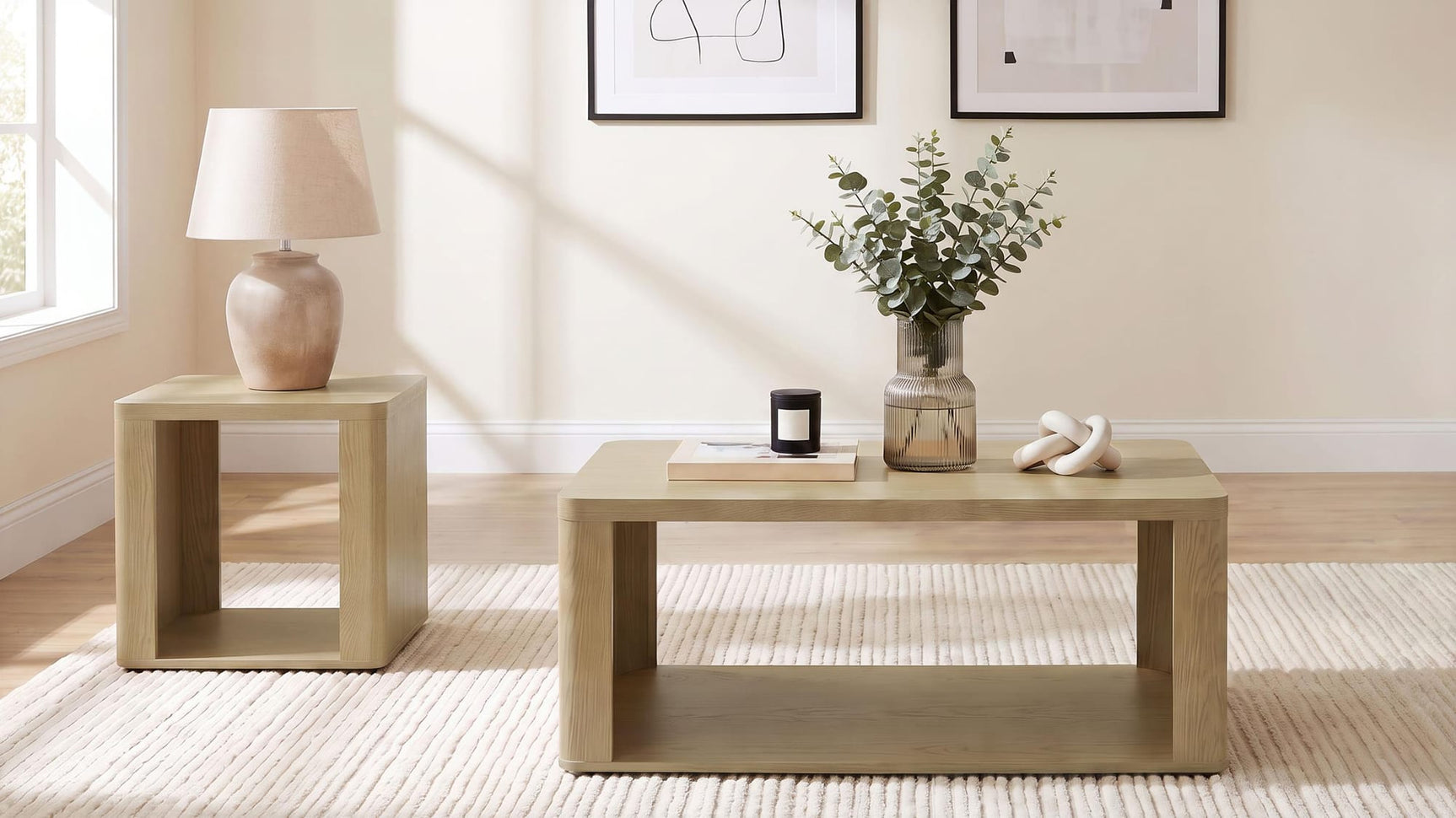 Alsina 2-Piece Coffee and End Table Set Greige from Ella Furniture