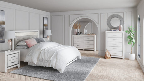 Altyra White Panel Bedroom Set King 3: Bed, Dresser, Mirror from Ella Furniture