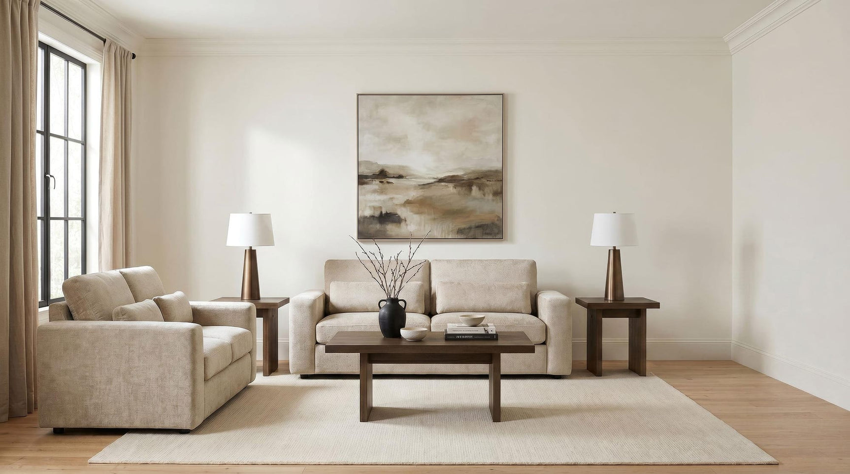 Amador 2-piece Chenille Upholstered Track Arm Sofa Set Camel from Ella Furniture