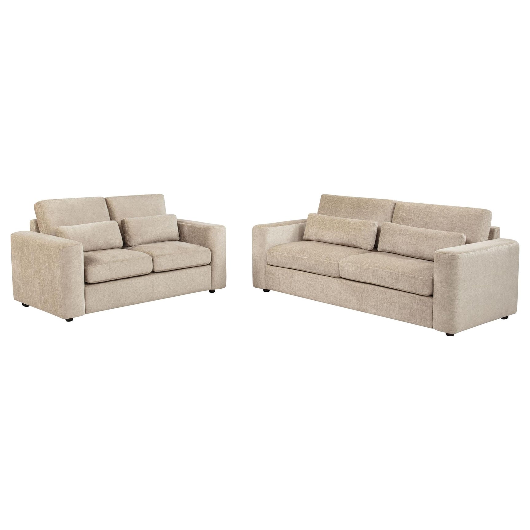 Amador 2-piece Chenille Upholstered Track Arm Sofa Set Camel view 2